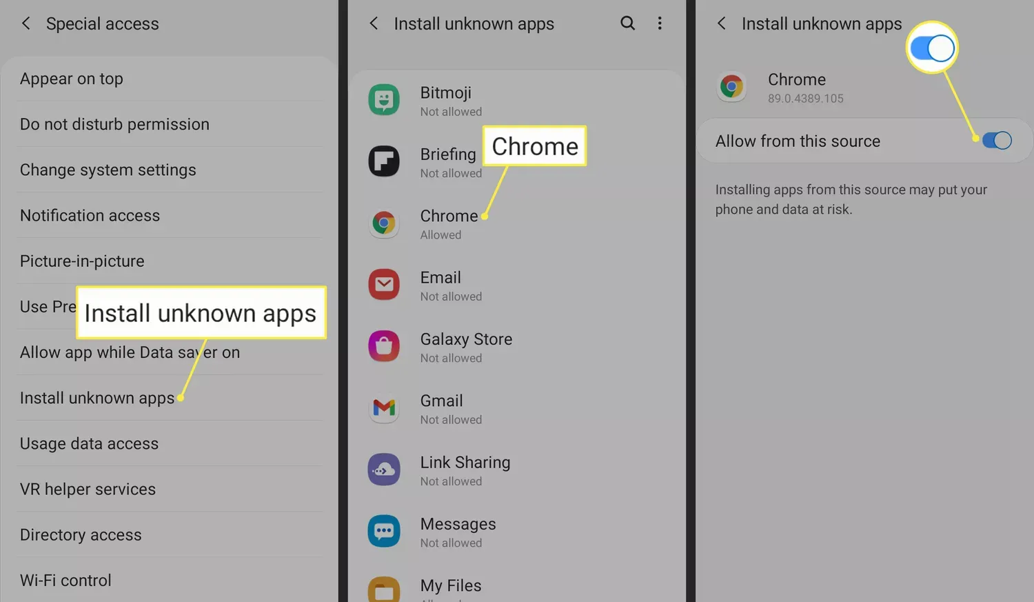 为 Chrome 启用未知来源